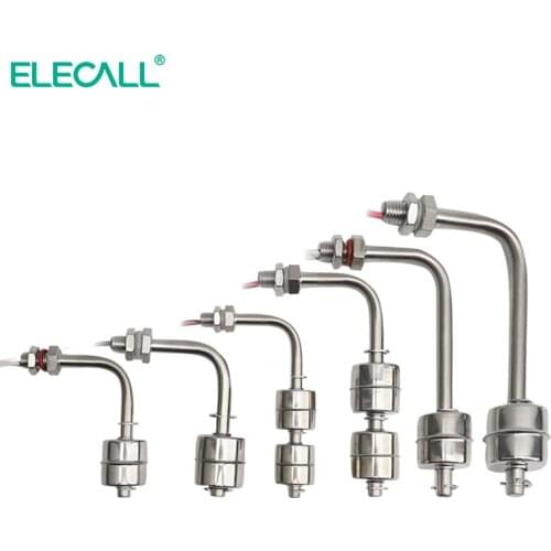Right Angel dual balls Bent Water Level Sensor Liquid Float Switch Tank Pool Stainless Steel 75/ 100/110/115mm 1A1 2A1
