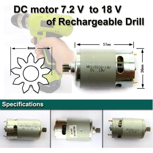 Factory direct HRS-550S-14.4 Voltage 9 Toothed Gear ( 8mm) DC motor of Electric drill