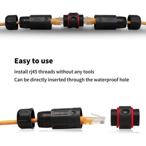 RJ45 Connector IP68 Waterproof Network Plug Straight Joint 4.5mm-14.5mm Network Connector RJ45 Waterproof Connectors