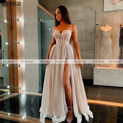 Sexy Glitter Long Evening Dress Sweetheart Side Slit Plus Size Girl Graduation Party Dresses Sexy Women Prom Gowns Robe Soiree