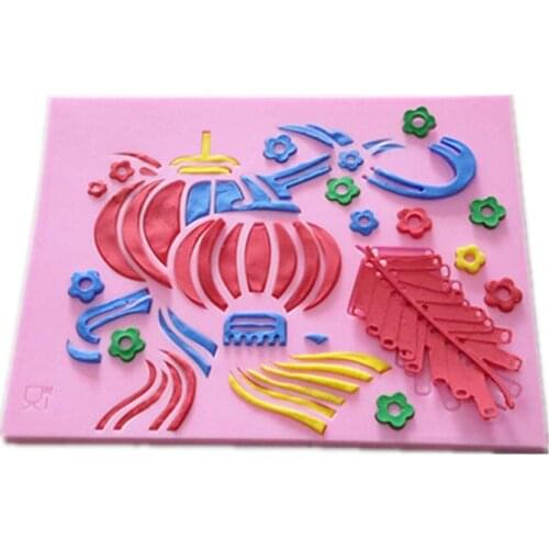 Chinese Style Latern Shape Silicone Mold Fondant Cake Molds Chocolate Candy Biscuits Moulds Embossed Baking Cake Decoration Tool