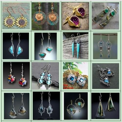 Vintage Earrings pendientes Korean Fashion Geometric Stud earrings for Women Girl Wedding Wholesale Jewelry Accessories gift