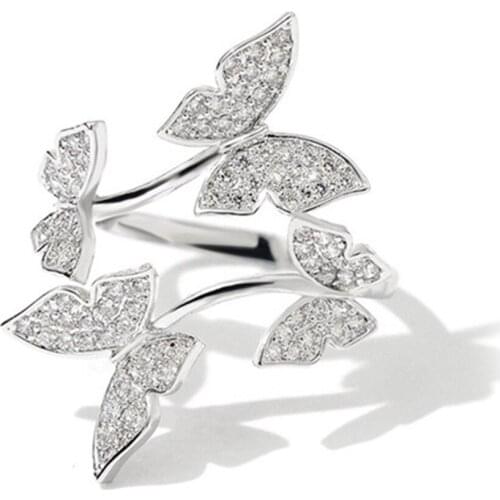 Women Butterfly Openwork Ring Fashion Elegant Alloy Ring Wedding Jewelry Accessories LXH