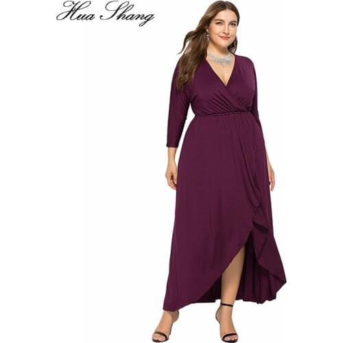 Autumn Dress Plus Size 4XL 2019 Women V Neck Batwing Sleeve High Waist Irregular Party Dresses Ladies Tunic Maxi Long Dress