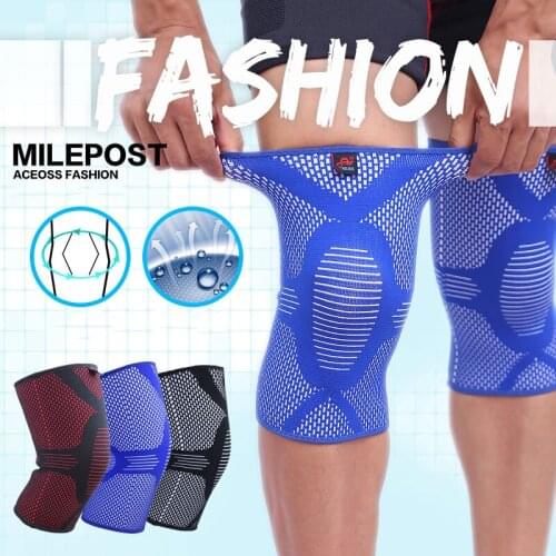 1pc Outdoor Sport Fitness Knee Pads Spring Support Patella Guards Gym Protector Silicone Antislip Shock Absorption For Men Women