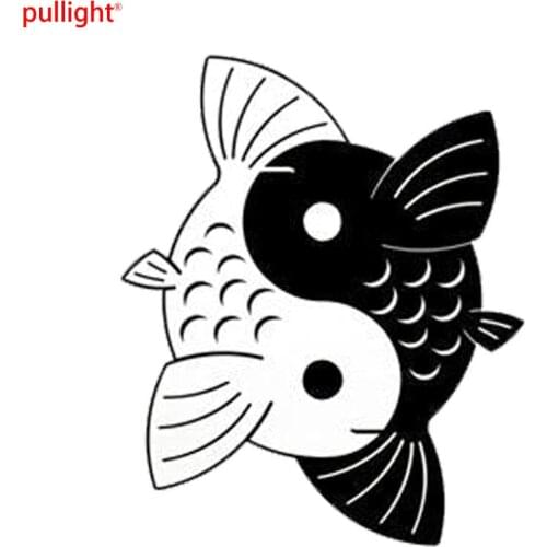 12.4*15.2CM Yin Yang Koi Fish Creative Cartoon Car Stickers Fashion Car Styling Decorative Decals