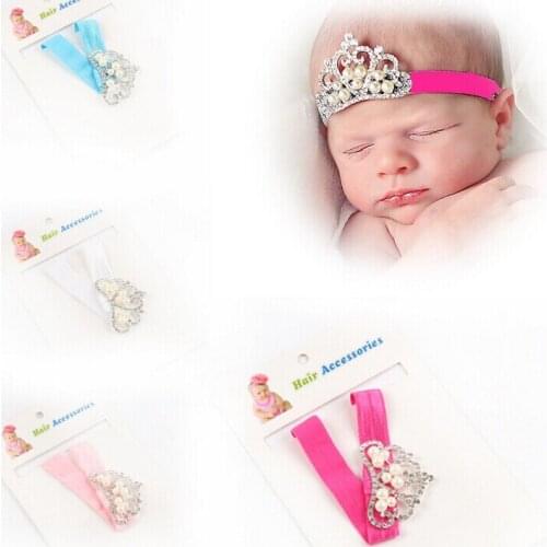 12pcs/lot Crown Rhinestone Tiara Elastic Headband