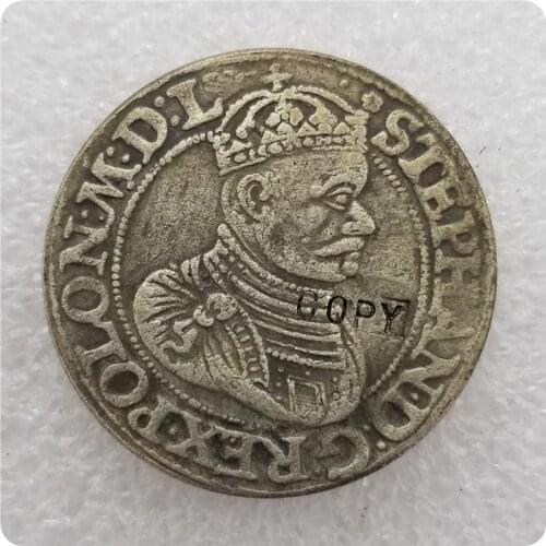 1583 Polish-Lithuanian Commonwealth POLtalar koronny - Stefan Batory (Olkusz mint) Copy Coin