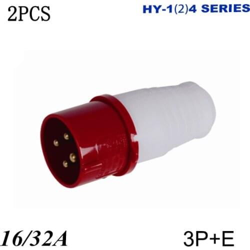 2PCS 16A/32A waterproof industrial plug IP44 3P+E voltage 240V~415V Plug , socket and connector