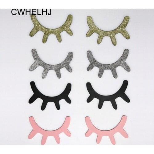 2pcs 3D Sleepy Eyes Wooden Ornament Black DIY Cute Eyelash Closed Eye Baby Room Wall Decoration Sticker Wood ornaments Kids Gift