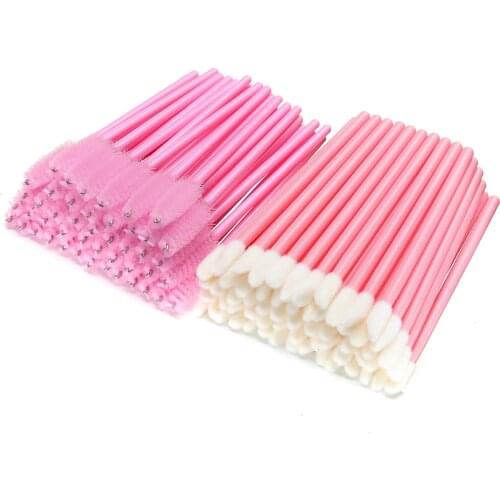 200 pieces of disposable lipstick and mascara stick, disposable mascara lipstick makeup brush eyelash lip gloss brush applicator