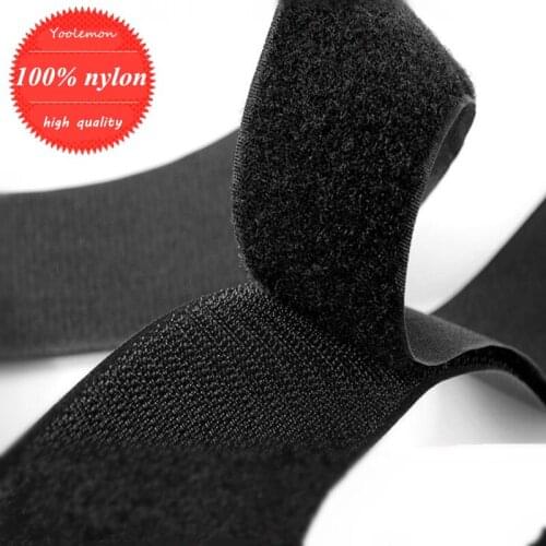 50meters 100% Nylon Top Quality Black Hook and Loop Tape ( no glue ) / Roll - Sew On strips MST06
