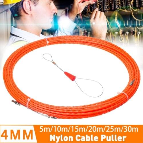 5/10/15/20/25/30M 4MM Cable Puller Fish Tape Yellow Cable Fiberglass Fish Tape Reel Puller Fiberglass Metal Wall Wire Conduit