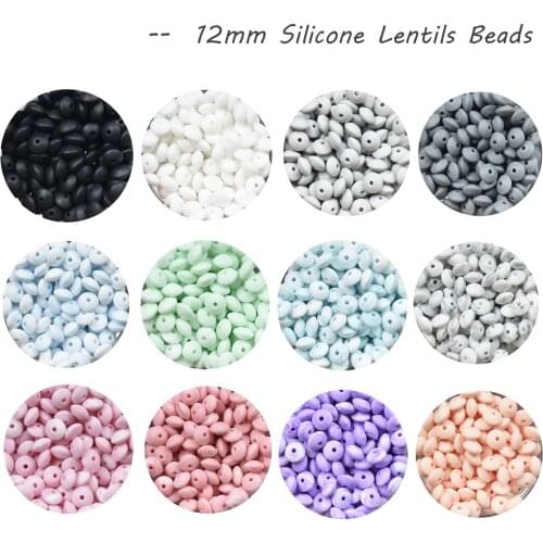 50 PCS Silicone Lentil Beads Teething Necklace Baby Abacus Teething Beads Silicone BPA Free DIY Charms Newborn Nursing Accessory