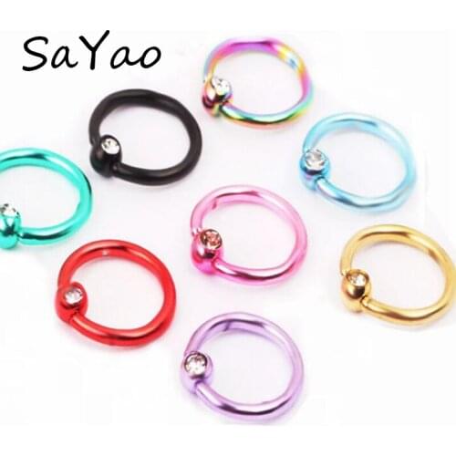 SaYao 8 Pieces Nostril Nose Ring tragus ring Captive Bead Ring Ball Hoop Eyebrow Nipple Nose Lip Earrings Body Piercing