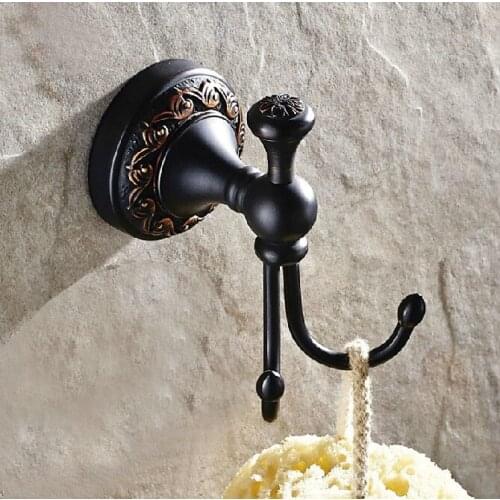 Bathroom Accessory Black Oil Rubbed Brass Wall Mounted Hardware Robe Hook Hanger Clothes Coat Hat Bag Towel Holder aba467