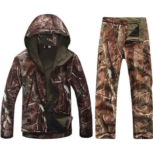 Bionic Camo Ghillie Suits Men Winer Hunting Blind Water Repellency Thermal Pine Hooded Camouflage Jackets