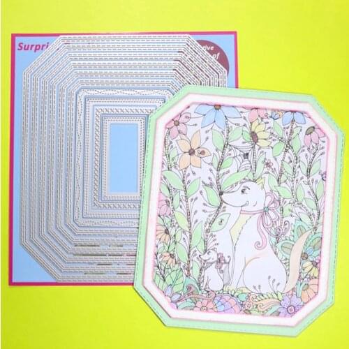 Large Cutting dies Stitched Octagon Rectangle Scrapbook DIY Craft Metal Stencil