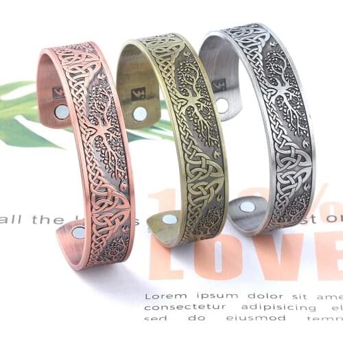 Symbol Wisdom Tree Of Life Bracelets Jewelry Viking Wicca Cuff Celtics Knot Bangle Silver Plated Magnetic For Girlfriend Gift