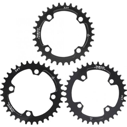 Bicycle Chainring 96BCD 32T 34T 36T Bike Narrow Wide Round Chainwheel Mountain Bike Aluminum Alloy Chain Wheel Ring Bike Parts