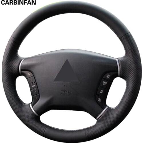 Black Leather Hand-stitched Car Steering Wheel Cover For Mitsubishi Pajero 2007-2014 Galant 2008-2012