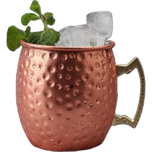 Stainless Steel Hammered Moscow Mule Cup European and American Bar Cocktail Glass Beer Glass Copper Plated Cup