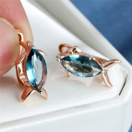 Marquise Crystal Zircon Hoop Earrings Cute Small Fish Animal Earrings Vintage Fashion Rose Gold Color Earrings For Women Wedding