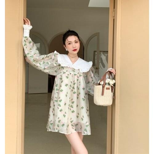 Sweet Romantic Floral Dress Womens New Long-Sleeved Temperament Cute Embroidery Lady Korean Style Dress Vestidos