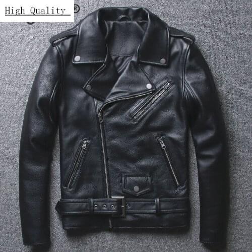 100% Real Sheepskin Coat Men Autumn Winter Clothes 2020 Streetwear Genuine Cow Leather Jacket Fit Moto Biker Coats LW2095