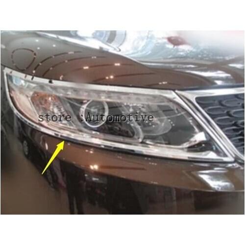 Chrome front head lamp light cover Trims 2PCS For Kia Sorento 2010 2011 2012 2013 2014