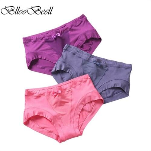 BllooBeell 3piece Modal Womens Underwear High-Rise Panties for Women Girls Sexy Lace Briefs Breathe Ladies Lingerie Large Size