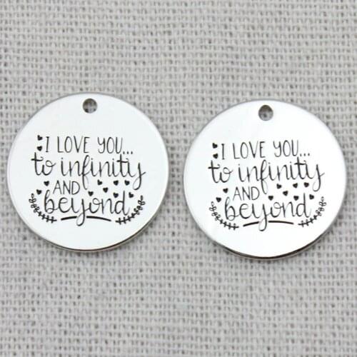 I LOVE YOU TO INFINITY AND BEYOND Necklace Jewelry,Egraved Pendant,Chain Necklace,2021 trend,Key Chains Charms,22mm,5Pcs/Lot