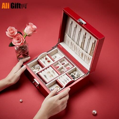 Princess European Korea Jewelry Box with Lock Jewelry Box Large Capacity Jewelry Box Upscale Jewelry Storage Box Gifts