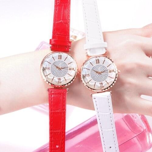 Luxury Brand Gogoey Womens Watch Women Unique 3D Dial Designer Fashion Crystal Quartz Watches Leather Straps Ladies Clock 2021