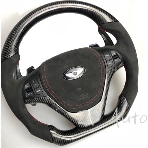 For Hyundai Rohens Coupe Genesis Alcantara Leather and Carbon Fiber Steering Wheel assembly with Paddle Shifters