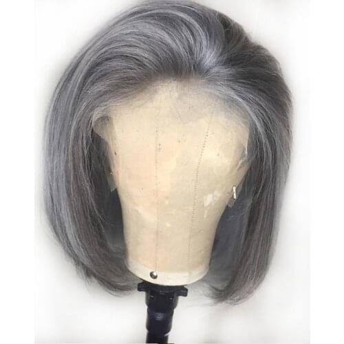 Ash Grey Short Bob Wigs Lace Front Human Hair Wigs13x6 T Part Human Hair Wigs 180Density Remy Transparent Lace Front Wigs