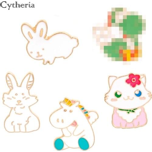 Cute white rabbit long ears carrot enamel pin rabbit baby shy expression cartoon animal cowboy backpack lapel brooch gift