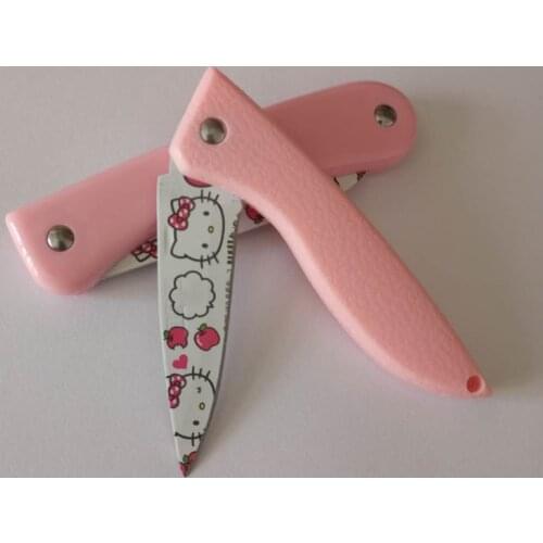 Pink Cute Kawaii Folding Kitchen Paring Knife Self-defense for Girls Gift Dropshipping Available