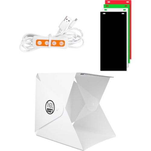 USB Port Mini Photography LED Lightbox Tent Portable Studio Room Tabletop Shooting 4 Color Backdrop Cloth Folding Photo Box