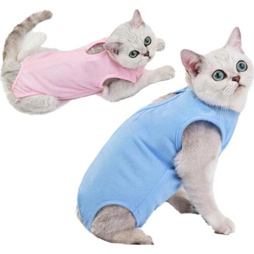 Kitten Sterilization bREATHABLE Cotton Vest Cat Clothes Anti-licking Weaning Romper Pet Care Supplies