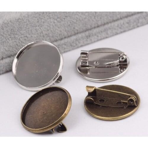Onwear 50pcs cabochon brooch setting blanks fit 20mm metal round brooch pin bezel trays diy base for broches making