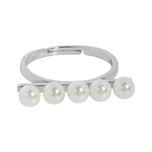 Uniorsj Japanese and Korean Style 100% 925 Sterling Silver Pearl Open Rings for Women