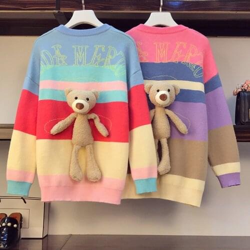 Women Sweater Pullover Oneck Long Sleeve Oversized Printed Knit Jumpers Hip Hop Sweater Pullover Hipster Sweaters Winter