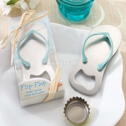 200Pcs/Lot)+Customized Flip-flop Wine Bottle Opener Beach Themed Wedding Favors Personalized Gift For Guest