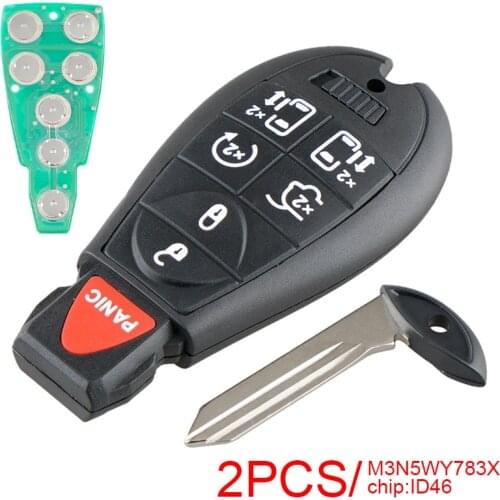 2pcs Car Remote Key Fob with ID46 Chip M3N5WY783X Fit for Dodge Grand Caravan/Chrysler Town and Country