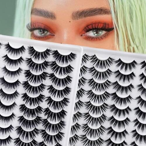 3D Imitation Mink False Eyelashes Manual Natural Curling Thick Cross Eyelash Extension False Eyelashes Makeup Tools 5/20 Pairs