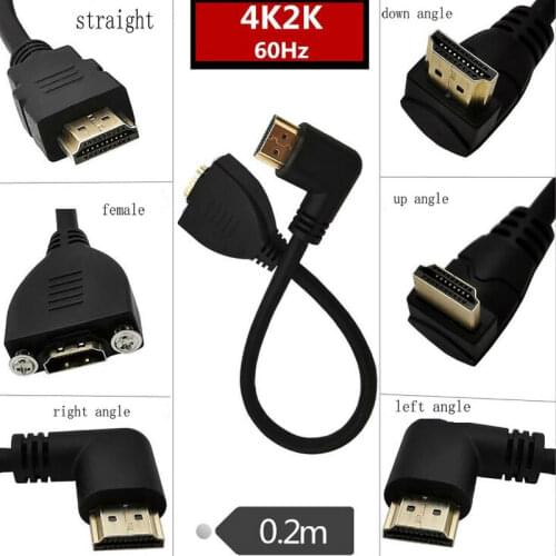 4K2K 60HZ Angle HDMI Male to Female Extension Cable with Screw Hole Panel Mount Support 4K 60hz 0.2m