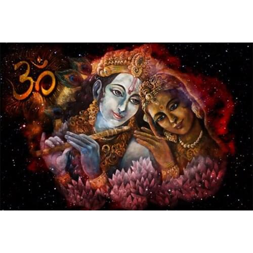 Diamond Mosaic Couple Krishna And Radha Art Picture Of Rhinestones Diamond Painting Cross Stitch Embroidery NeedleworkZP-4875