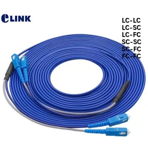 120mtr Armored Fiber Patch Cord 2 fiber SC LC FC SM armored ftth jumper 2 core optical fibre Singlemode cable duplex ELINK