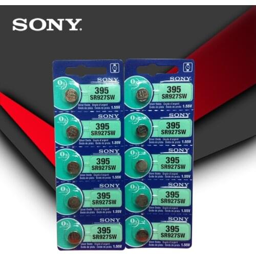 10pc Sony 100% Original 395 SR927SW 399 SR927W LR927 AG7 1.55V Watch Battery SR927SW 395 Button Coin Cell MADE IN JAPAN